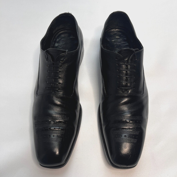 Prada Black Leather Lace Up Square Toe Oxford Shoes Men’s Size 9 2E 2186 Brogue main image 15